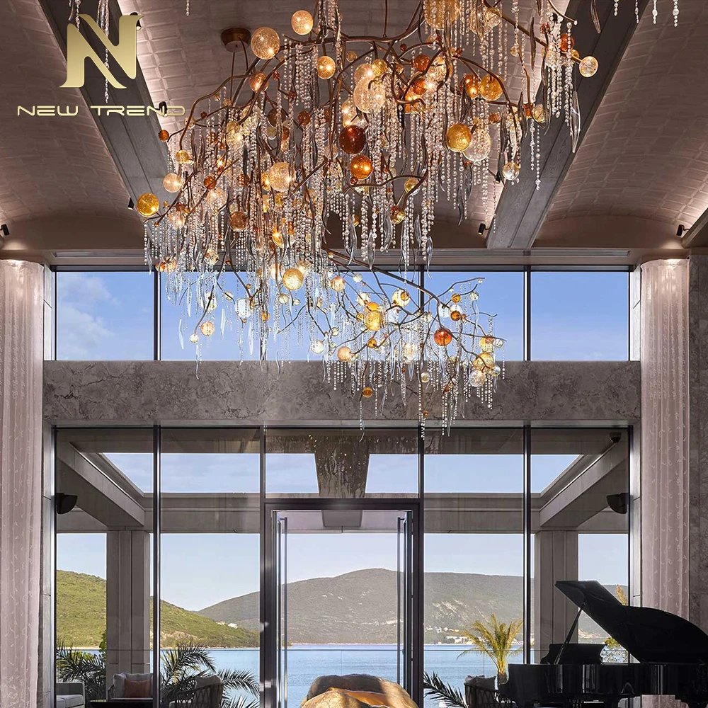 CPL-484 Bespoke K9 Crystal Branch Chandelier – Modern LED Project Lighting for Commercial Hotel & Club