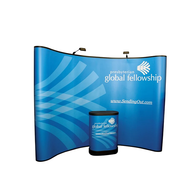 Custom Wave-line Curved Pop Up 10x8 Ft Banner Stand Adjustable ...