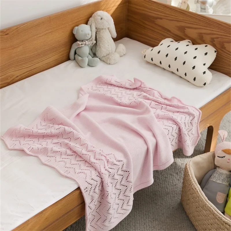 2024 New Arrival  Accept Custom 100% Cotton Knitted Throw Baby Blanket For Toddler OEKO-TEX SYHPPF manufacture