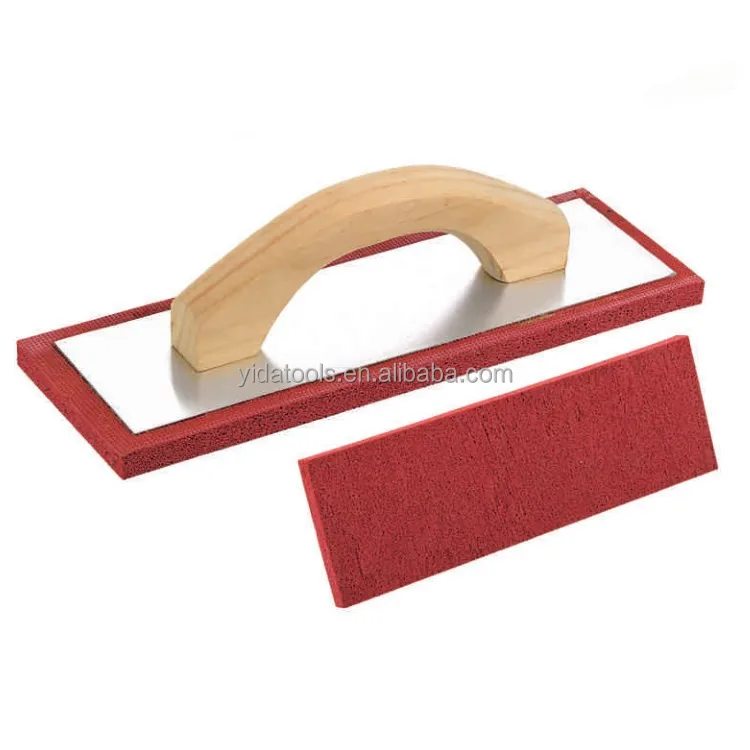Red Foam Rubber Float With Wood Handle For Masonry,Concrete,Drywall