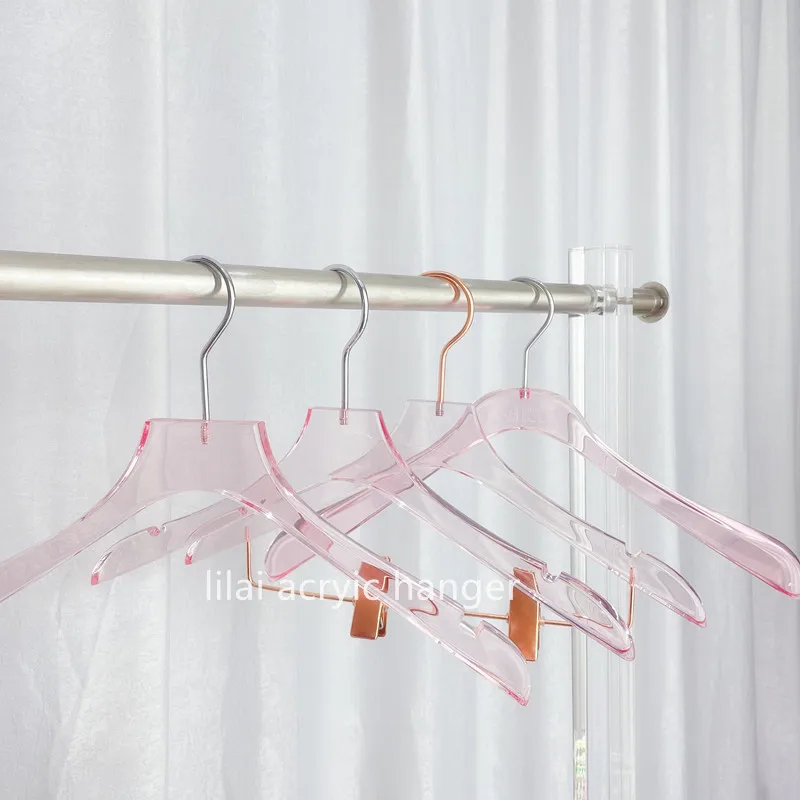 China Hot Sale Pink Glitter Plastic Clothes Hangers for Kids