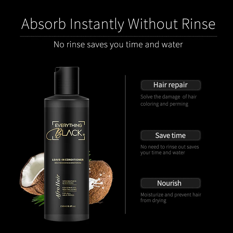 Custom Leave In Conditioner African Hair Products 268Ml Coconut Oil Shampoo And Conditioner Set Private Label