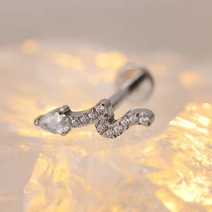 Custom Gold Plated Titanium Jewelry for Children Titanium Zircon Stones Body Piercing Eyebrow Stud/Earrings-No Fade F136