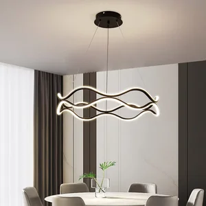 Minimal Annular Pendant Lamp Black White LED Living Room Pendant Lamp Bedroom Pendant Light Dining Room Chandelier