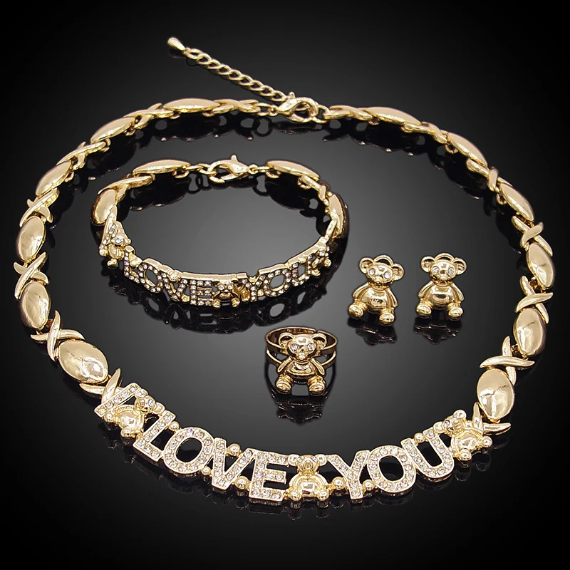 Gold Plated Xoxo Necklace Bracelet Jewelry Set Oem