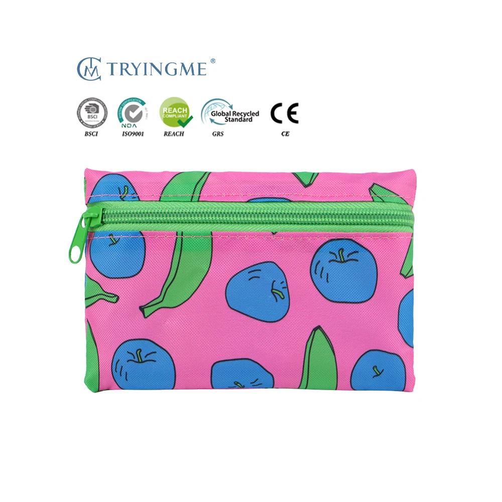 2025 New Polyester Women's for Pink Card Bag Purse Cute Small Zipper Closure Wallet with Portable Features Made for Girls