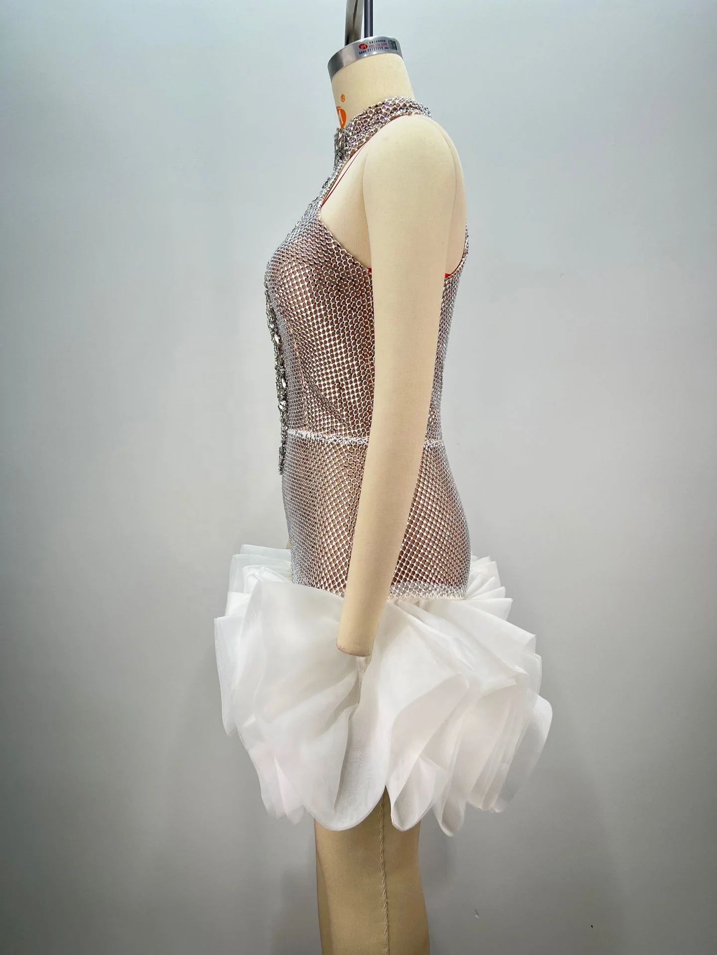 dress with beaded straps Sequin Beading Tulle Short Mini White Prom Dress US10
