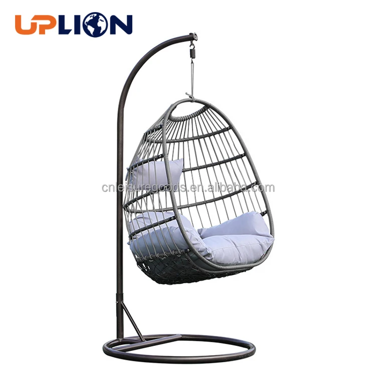 Uplion Rattan Egg Chair Aluminum Frame And Cushion Indoor Outdoor Bedroom Patio Foldable Camping Hammock Swing Chair