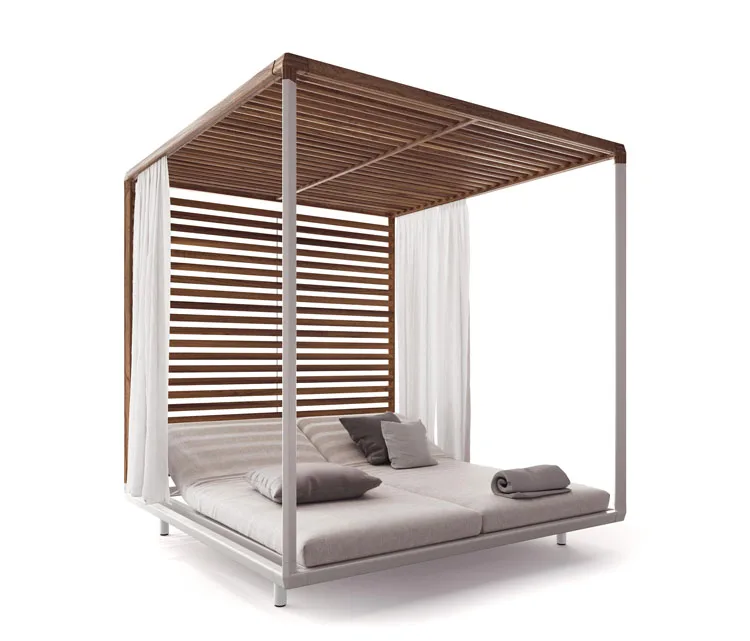 Hot Sale Modern Big Canopy Sun Bed Garden Pool Waterproof Patio Metal