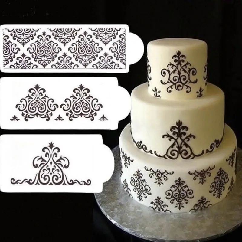 Cake Stencil Template Cake Decoration Mold Geometry Flowers - Temu