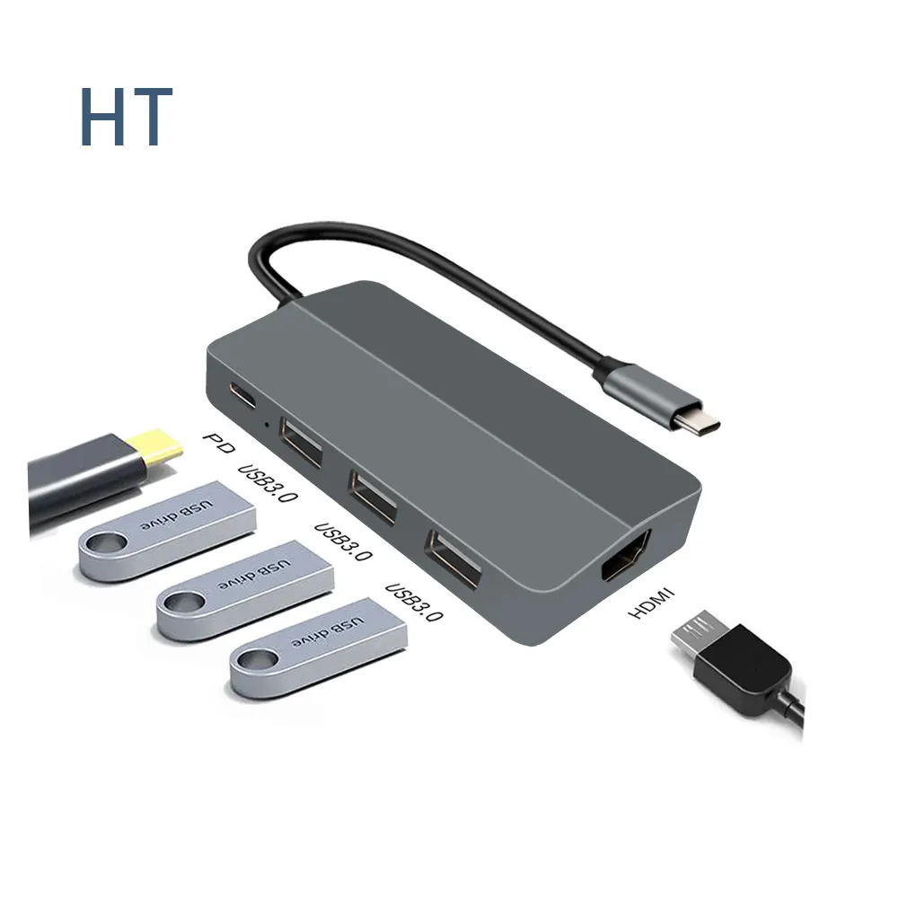 6 In1 Type C Laptop Docks Usb C Hub With Hdmi Vga Usb3.0x3 Pd Fast