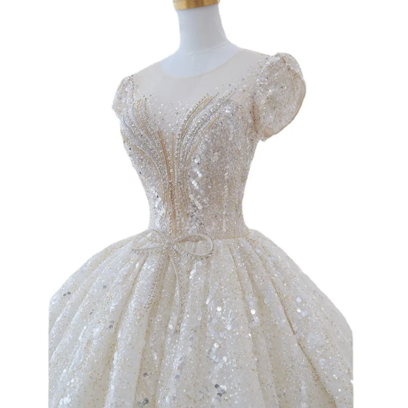 S3287F   2025   New Bridal Temperament Qi Ground Super fairy Tail  Style Wedding Dress
