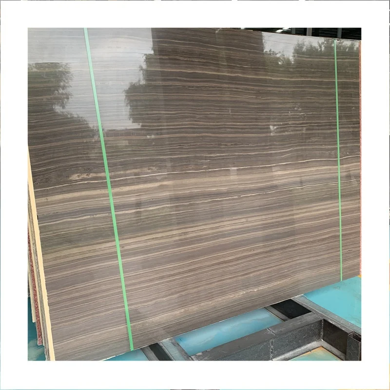 Czekoladowo-brązowa marmurowa płyta Obama Wood z brązowymi żyłkami do luksusowego projektowania ścian i podłóg w hotelach oraz willach; marmur o wzorze drewna