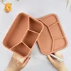 Orange-four-compartment silicone lunch box