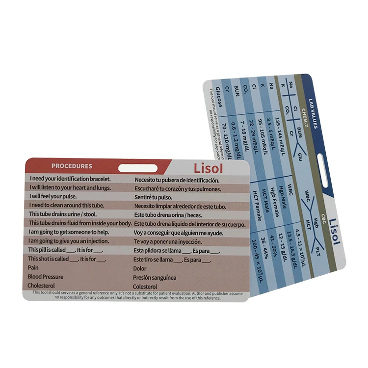 Nursing Student Plastic Badge Reference Cards for Nurses
