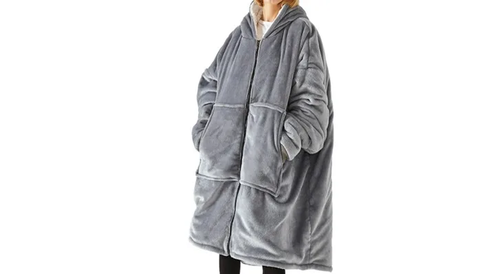 Warm Oversized Wearable Sherpa Hoodie Blanket Sweatshirt With Zipper ...