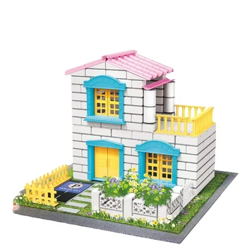 New children's educational toys simulation brick cement villa wall building house hands-on toys Children's Day gift