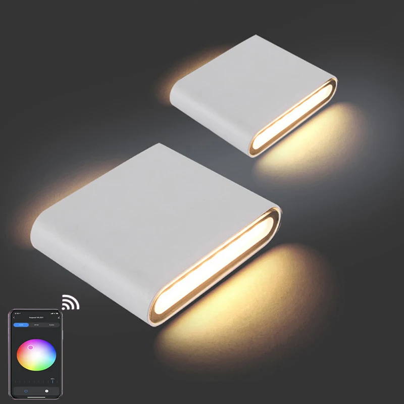 Hagood 9W Smart RGBW APP Control Thin square Wall Lamp Indoor Outdoor for Bedroom Office Hotel Room Decorative Wall Light