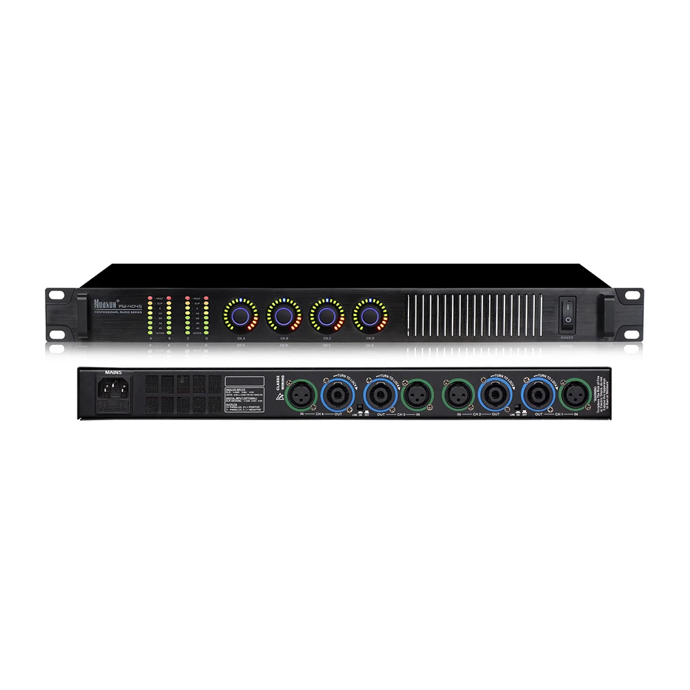 Professional Audio Digital Power Amplifier 4-Channel Class D 1U Metal Power Amplifier