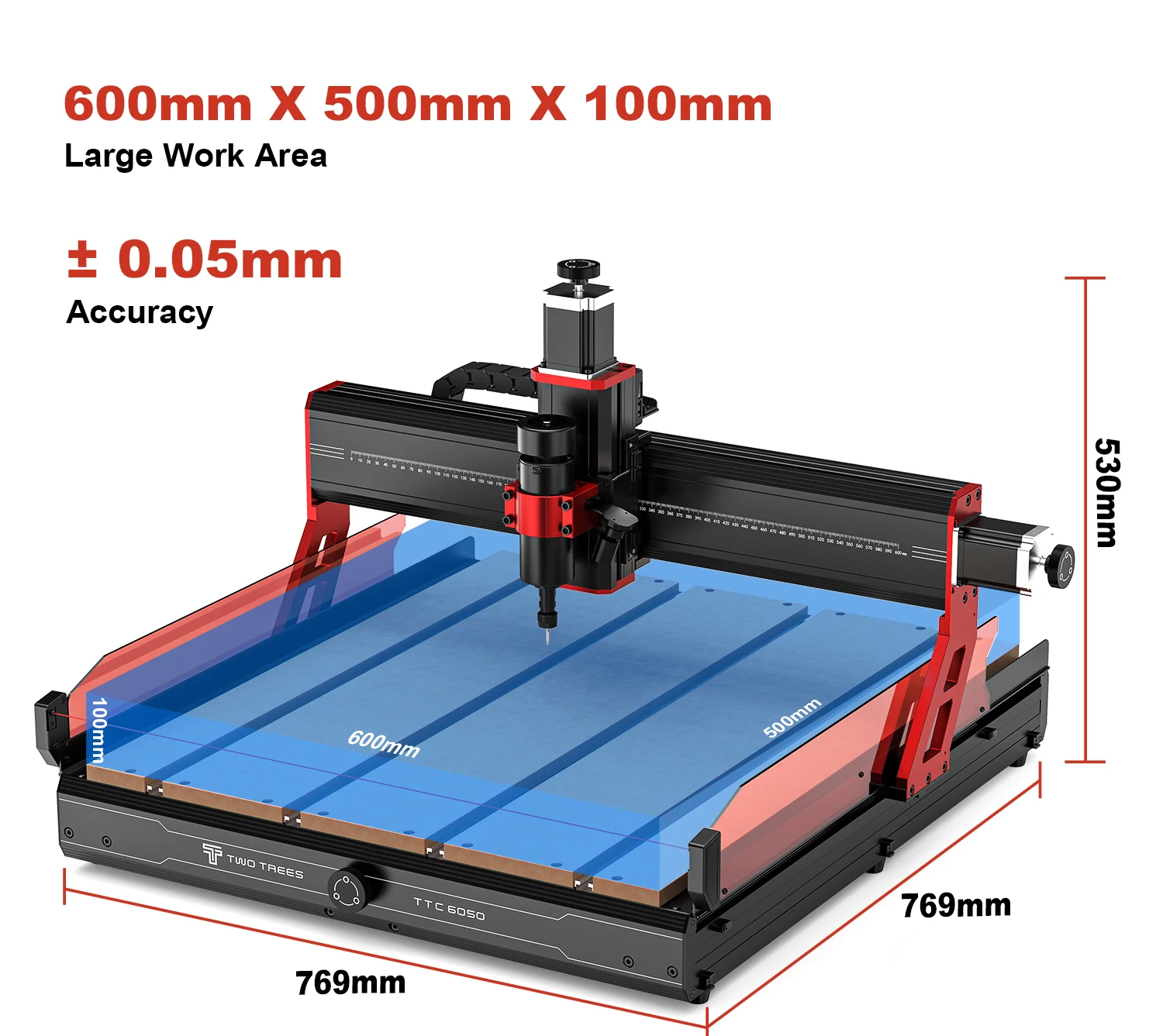 TWOTREES 6050 4 Axis CNC Wood Carving Turning Machine 1300*2500mm Atc Service Router Motor Bearing Core for Wood Carving Turning