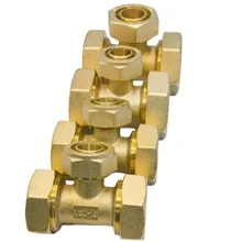 Plumbing materials Female Tee multilayer pipe pexalpex pipe fitting underfloor heating pipe pex brass fitting