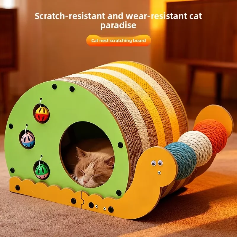 Snail Shape Cat Scratcher Multifunctional Cat Scratching Board with Replaceable Toy Corrugated Cat Scratching Bal factory