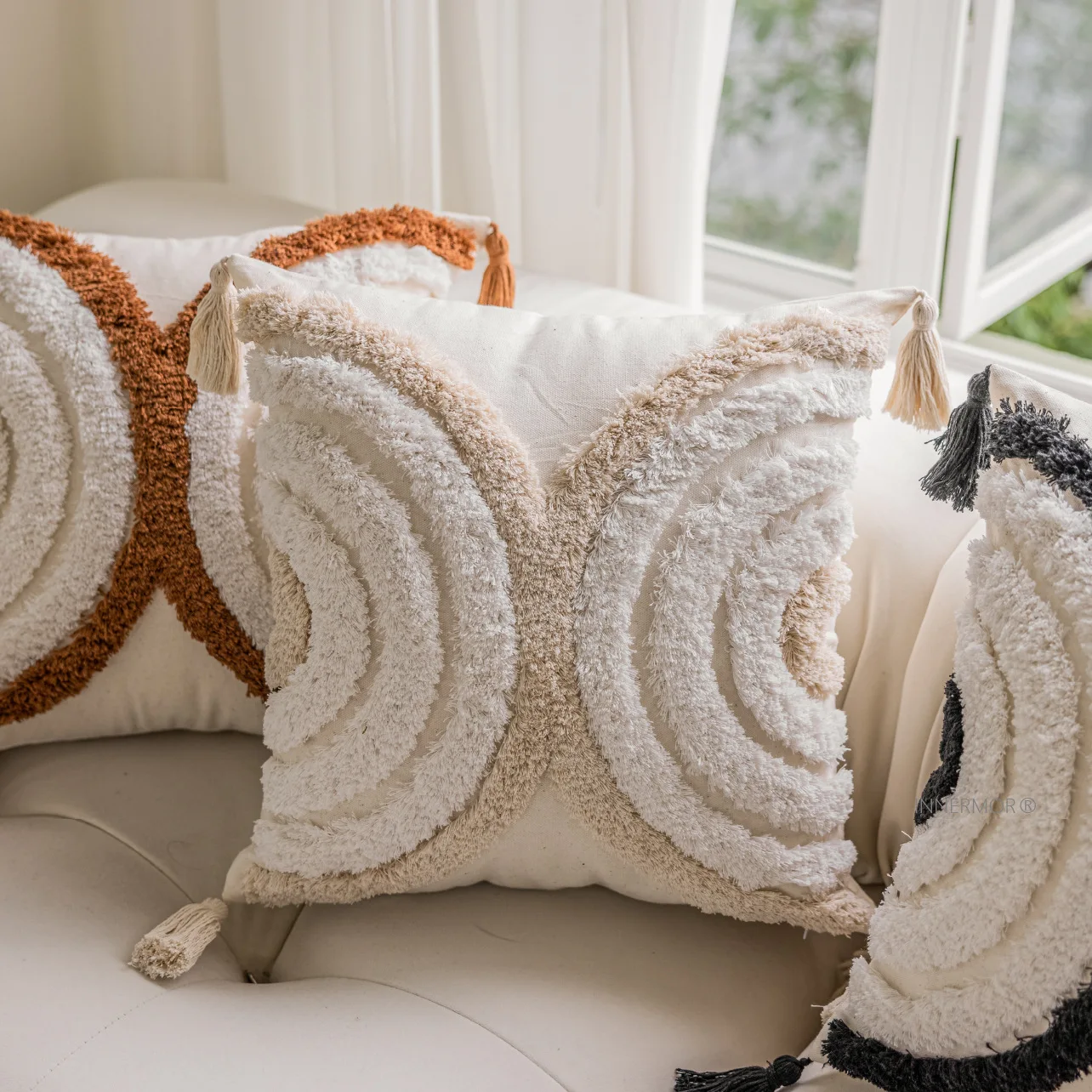 Luxury Cotton Cushion Covers 18x18 Macrame Boho Pillow Case Woven