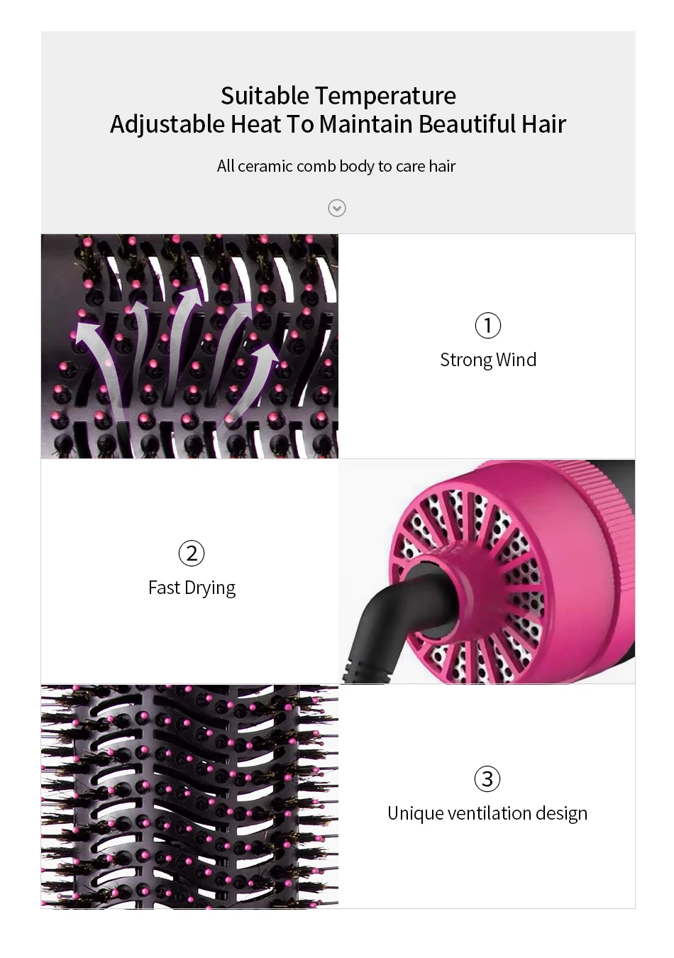 hair curling negative Ion volumizer straightener styling comb hair dryer hot air brushr tools