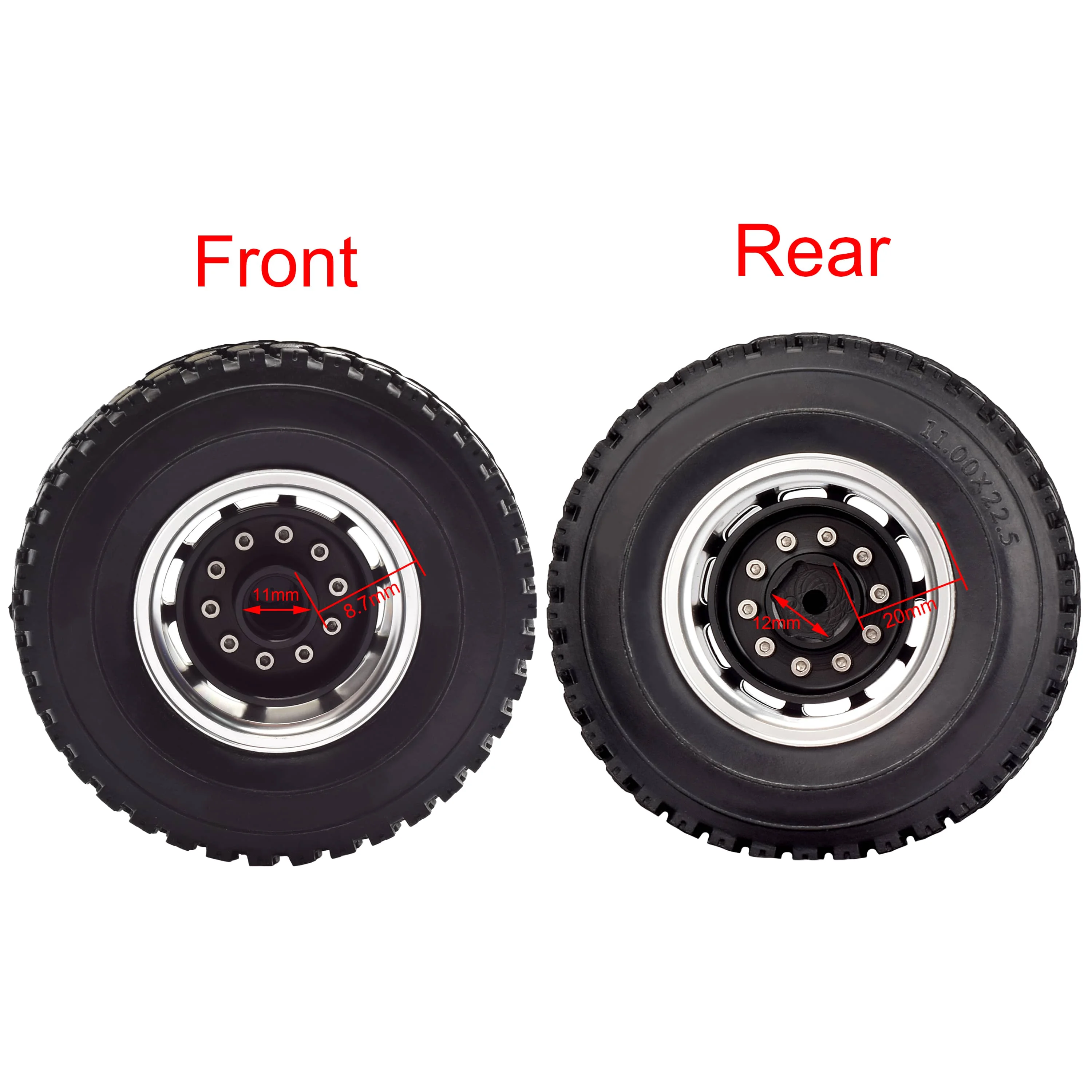 4pcs remorque voiture pneus en caoutchouc pour 1/14 Tamiya tracteur camion RC grimpeur remorque