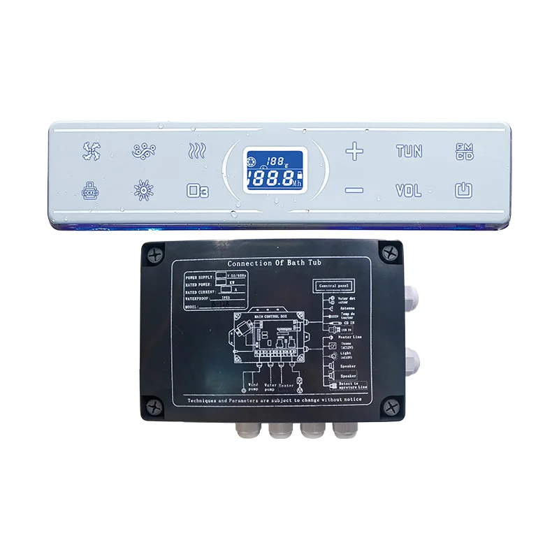 Speaker Constant Temperature B-12 Clean IP44 CE TUV Bathtub Temperature Controller Touch Screen Massage Bathtub Control Panel
