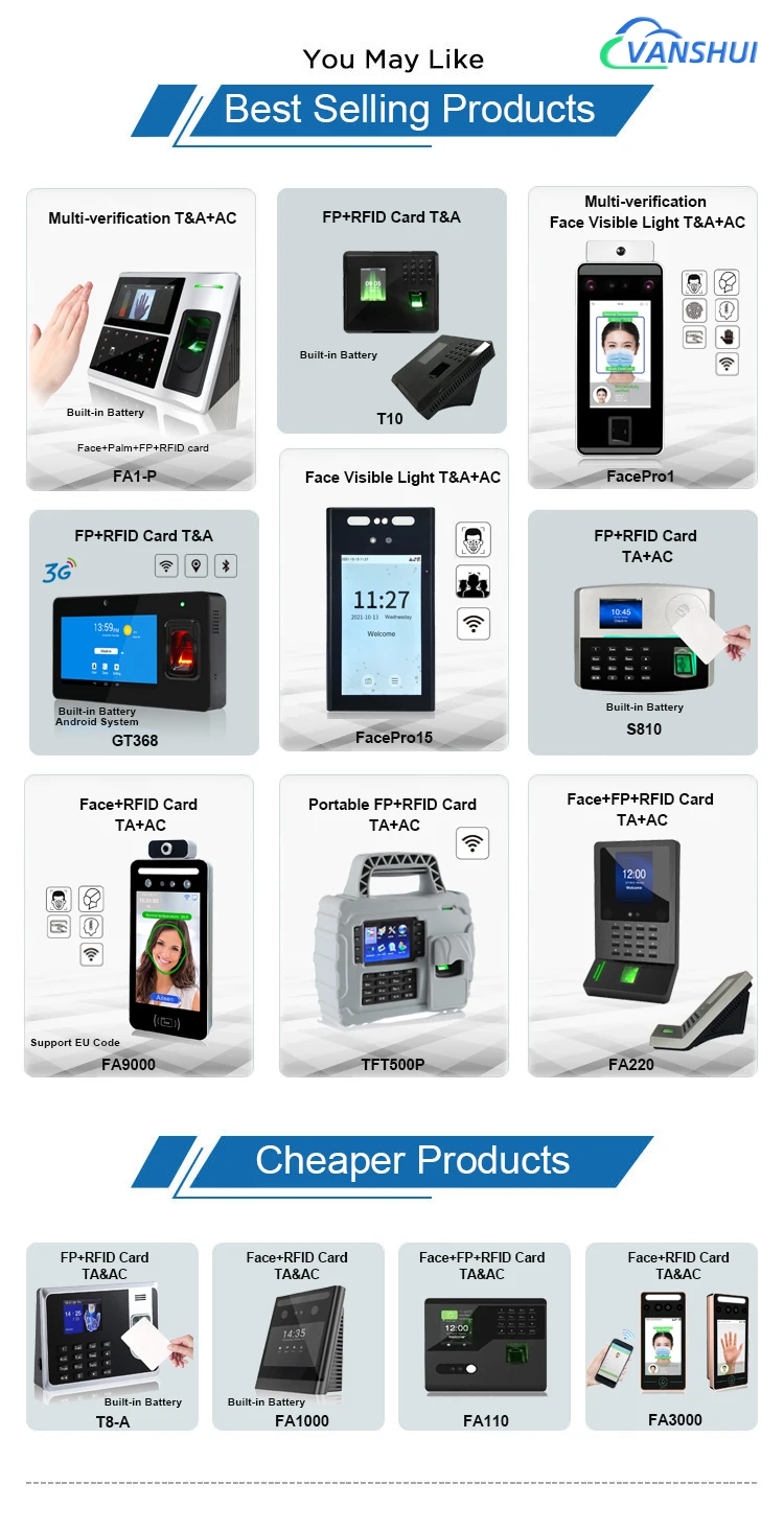 Waterproof IP66 Face/RFID card/Password Access Control and Biometric Time Attendance system Support wifi FacePro3