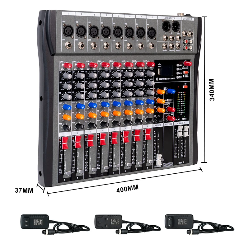 CT8 8 channel mixer sound system professional stereo dj karaoke controller powered audio console mixer