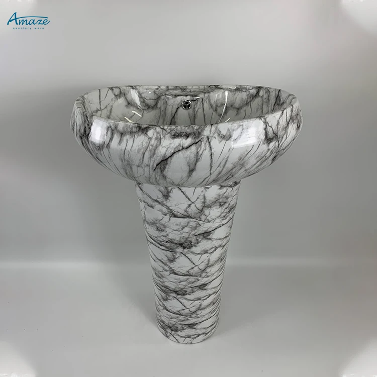 Modern style series marble design bathroom sink ceramic sanitary ware pedestal wash basin factory