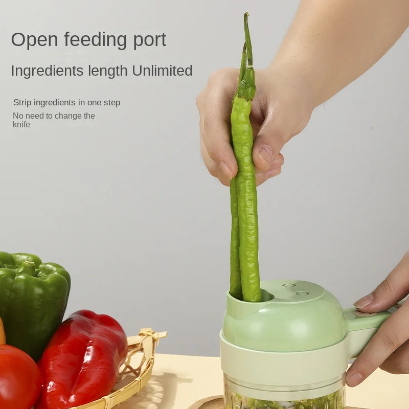 Multifunctional 4 in 1 Handheld Electric Vegetable Cutter Set Carrot Potato Chopper Cutting Machine
