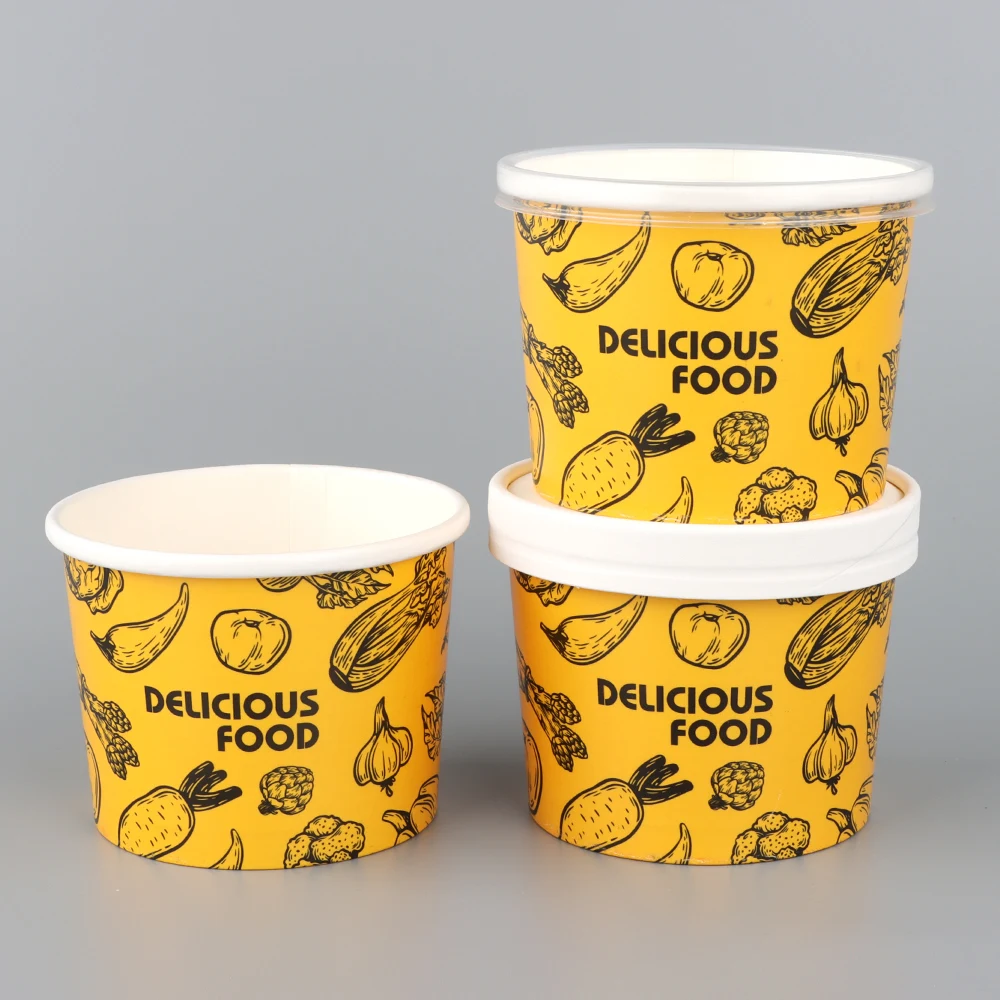 12 Oz Disposable Kraft Paper Soup Cups With Lids Paper Soup Containers To Go Ice Cream Containers Cups