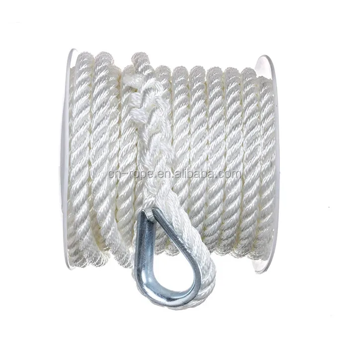 high quality 3 strand twisted anchor line yacht mooring rope