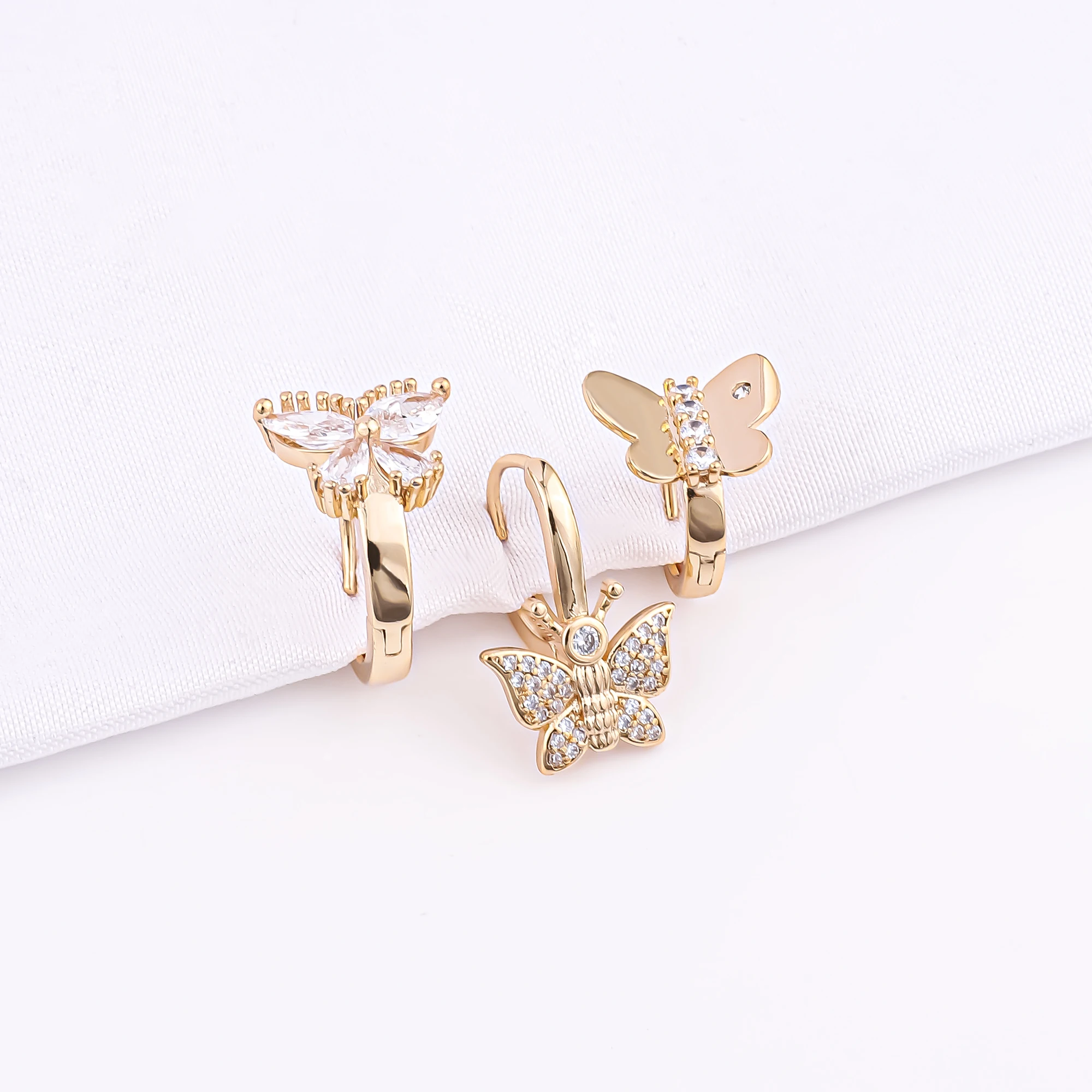 Wholesale Butterfly Jewelry 18k Gold Plated Huggie Earring Zircon ...