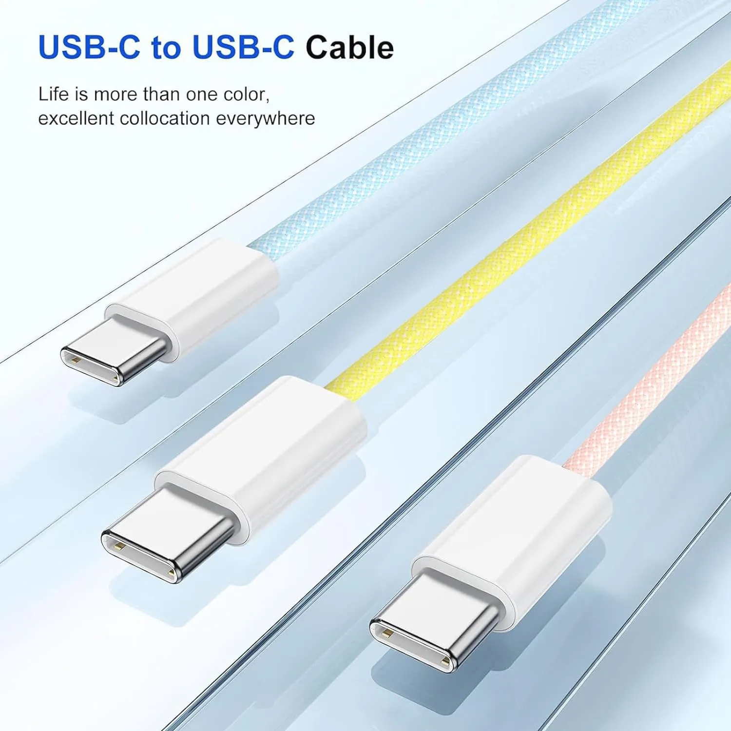 1m 60W USB C to Type C Braided Cable with 3A Fast Charging Tinned ...