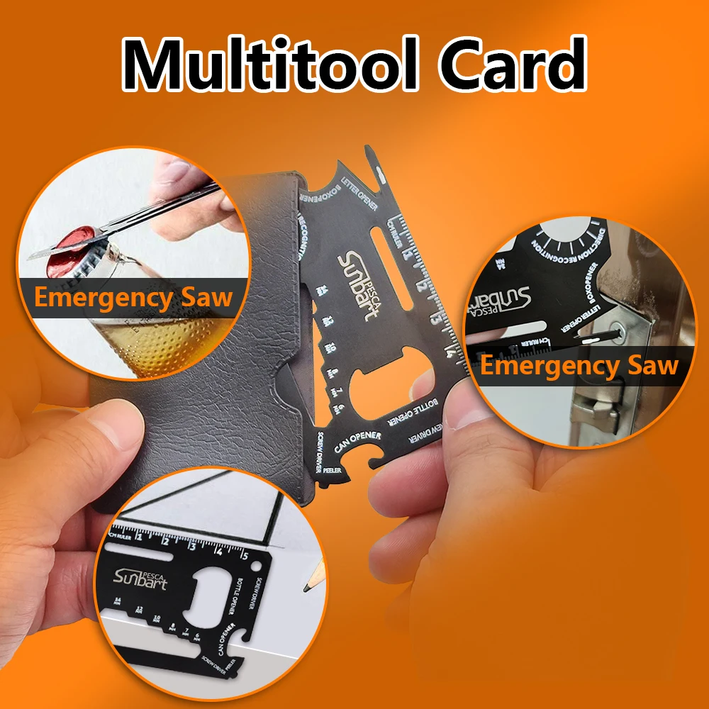 Multi Tool Card with Led Light Travel Multi Tool Pocket Knife Set Manicure for Man Survival Credit Card Tool for Camping