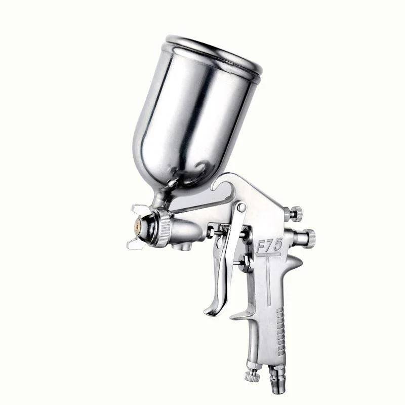 TEBAK F-75 Spray Gun 1.5mm Nozzle with Cup Silver Handle Adjustable Color Spray Gun for Automotive Parts Painting Furniture