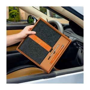 Custom A5 Meeting Notebooks Set Business Gift with Printed Logo PU Leather Journal and Pen Office Supplies in One Box