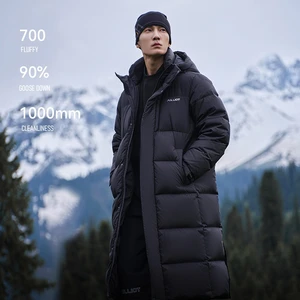 Pelliot 700 Filling Power Men's Winter Long Thick Goose Down Jacket Outdoor Warm 90% Down Puffer Jacket With Hood