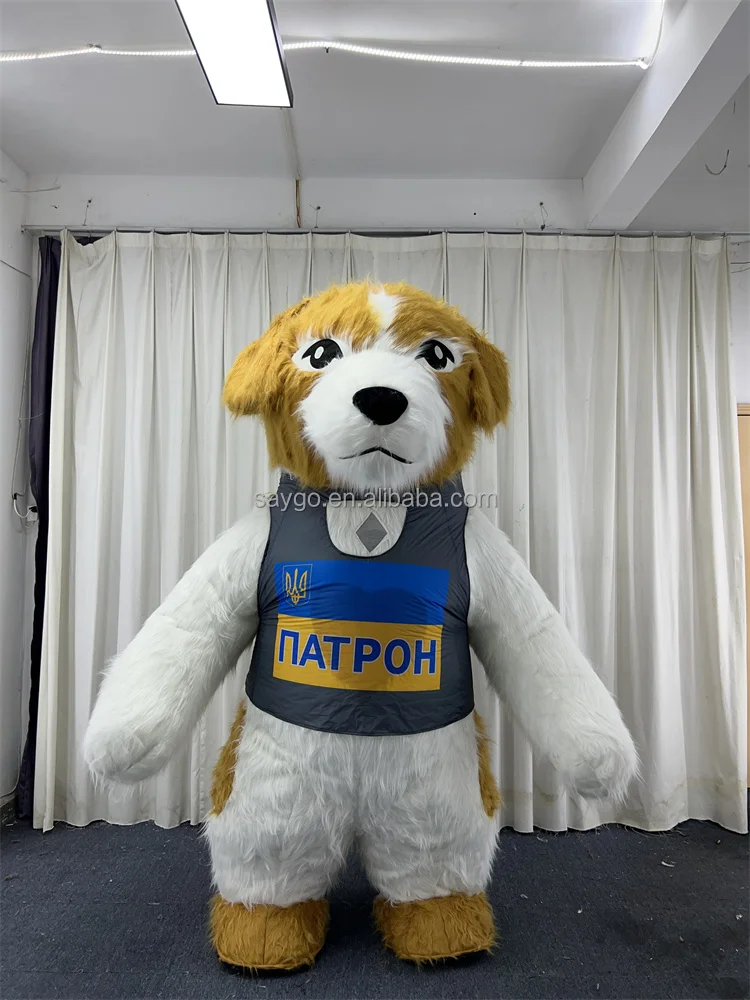 2m 2.6m Walking Plush Inflatable Cartoon Character Dog Mascot Costume for Parade Cartoon Dog Mascot Suit