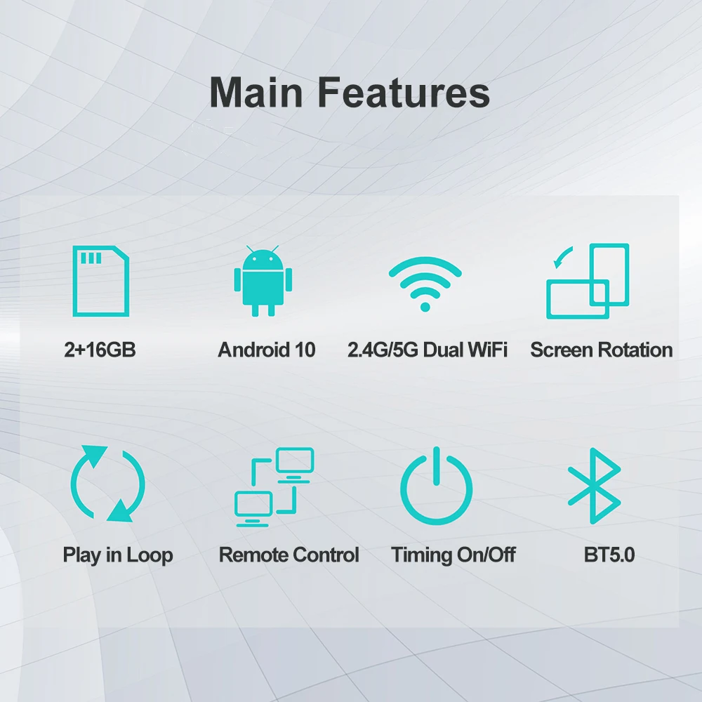 4K Portrait Landscape Display Android TV Box RTC WiFi6 2GB 16GB Android 10 CMS Digital Signage Player with Software