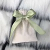 Beige Bag with Light Green Ribbon