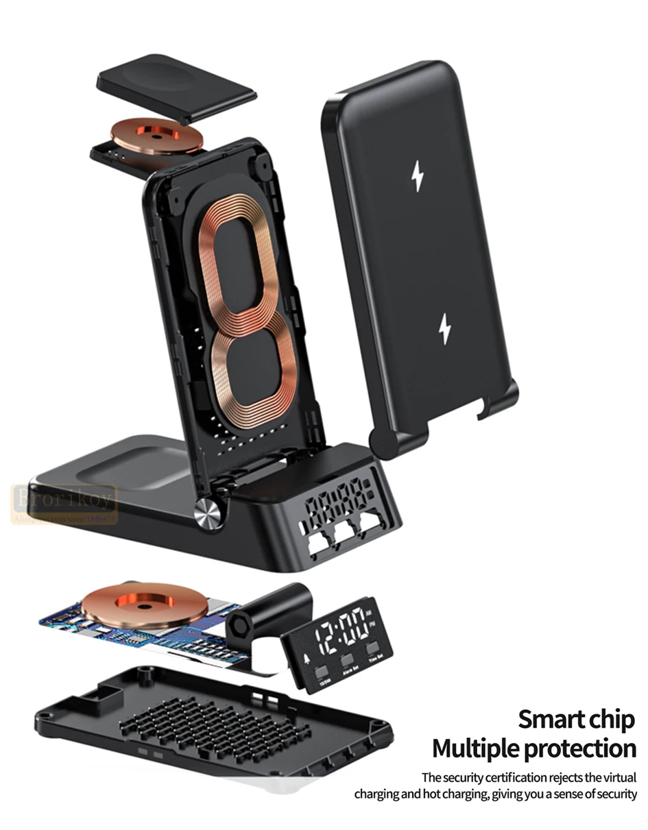 15w 3-in-1 flat wireless charging station