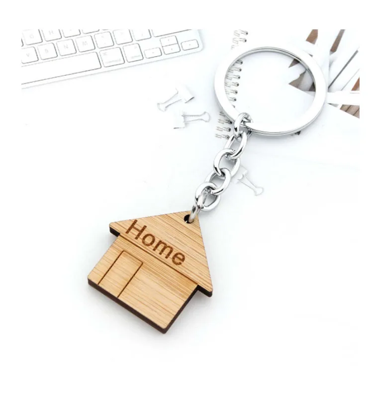 4 Pcs House Design Key Chain Wood Keychain Home Key Ring Decoration  Housewarming Gift Favors at  Women’s Clothing store