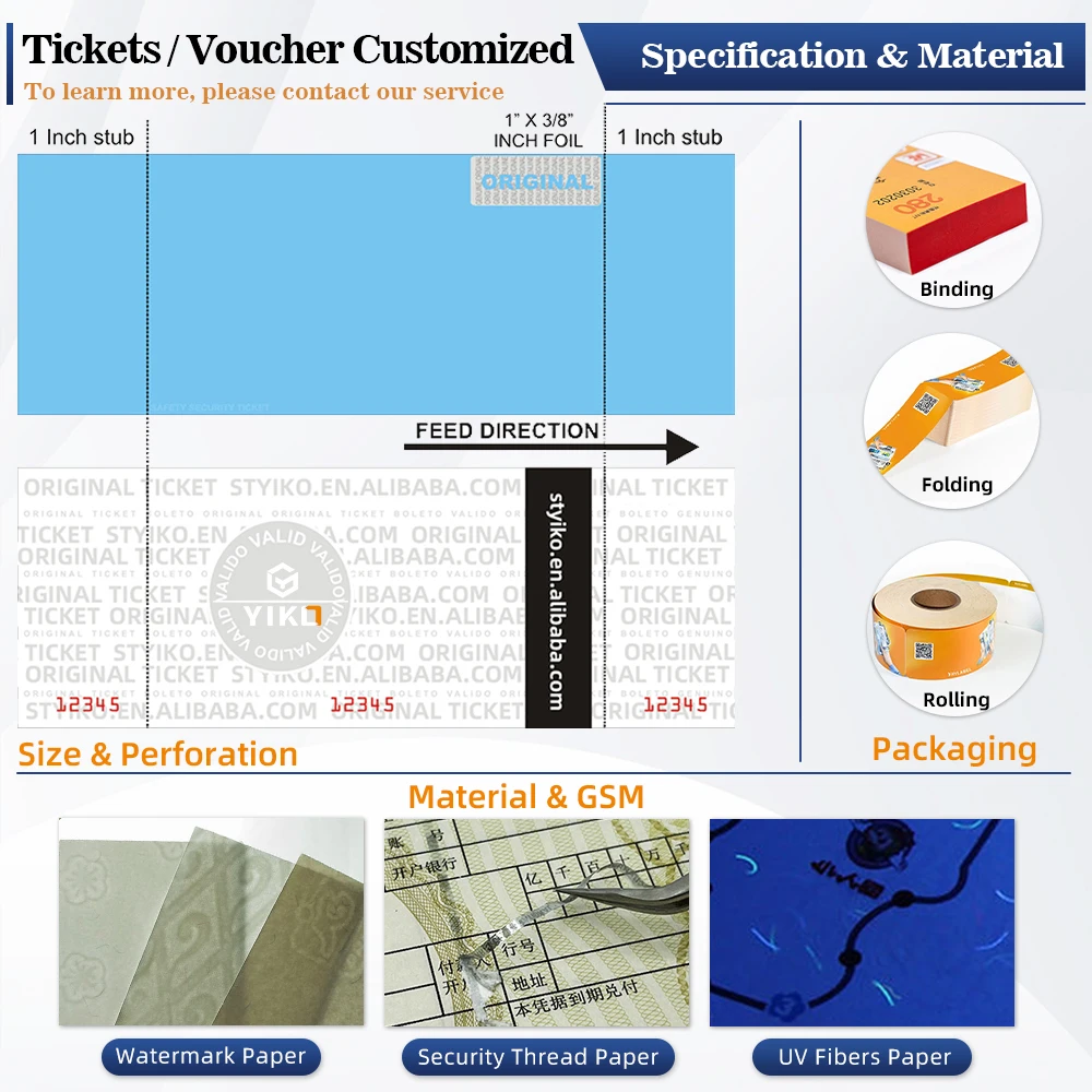 Custom Secure Event Ticket Printing With Tear Line and Scratch Off for Nigh Club Concert Events Creative Vip Pass Tickets