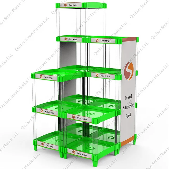 Retail Store Counter Display Exhibidor Modular Water Bottle Display Stand Plastic Product Rack