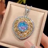 Colgante azul rosa con cadena Chopin